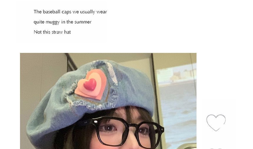 Beret Heart Hat Denim