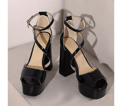 Peep Toe Platform Chunky Heel Sandals