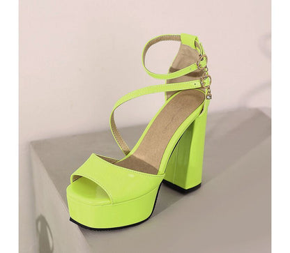 Peep Toe Platform Chunky Heel Sandals