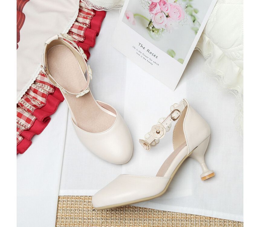 Kitten Heel Accent Flower D'Orsay Sandals