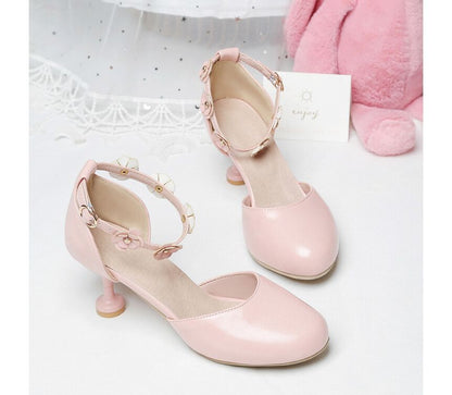Kitten Heel Accent Flower D'Orsay Sandals