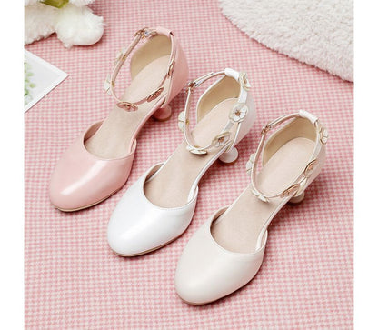 Kitten Heel Accent Flower D'Orsay Sandals