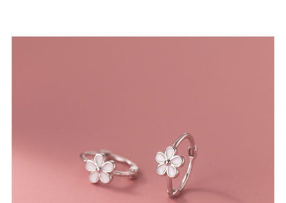 Flower Sterling Silver Hoop Earring