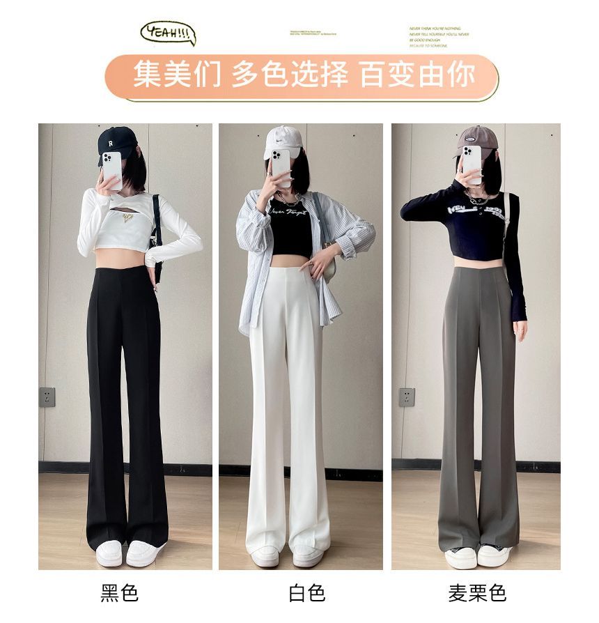 High Waist Plain Bootcut Dress Pants (Various Designs)