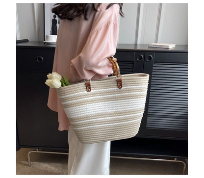 Straw Striped Tote Bag