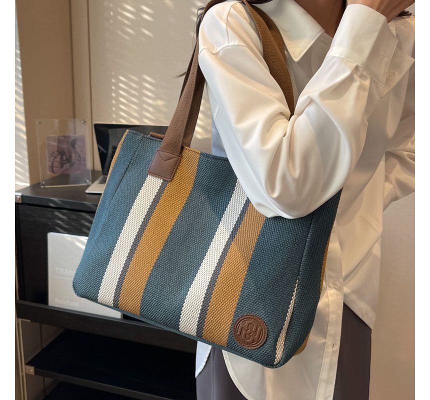 Striped Canvas Tote Bag