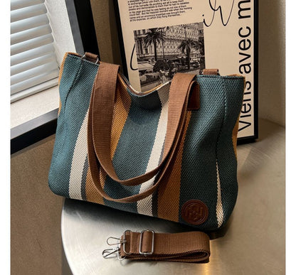 Striped Canvas Tote Bag