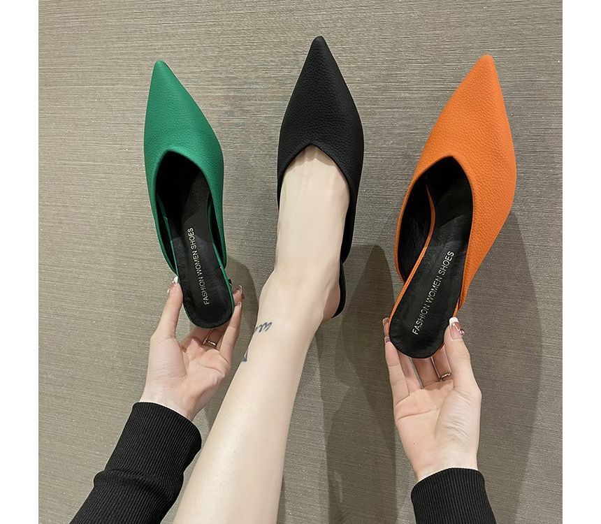 Low Heel Pointy Mules