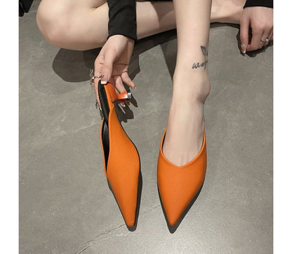 Low Heel Pointy Mules