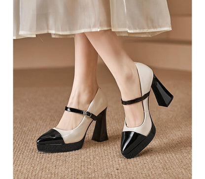 High Heel Pointy Mary Jane Pumps