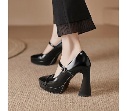 High Heel Pointy Mary Jane Pumps