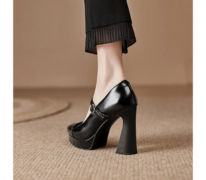 High Heel Pointy Mary Jane Pumps