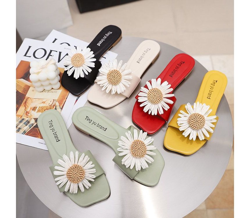 Sandals Slide Flower Applique
