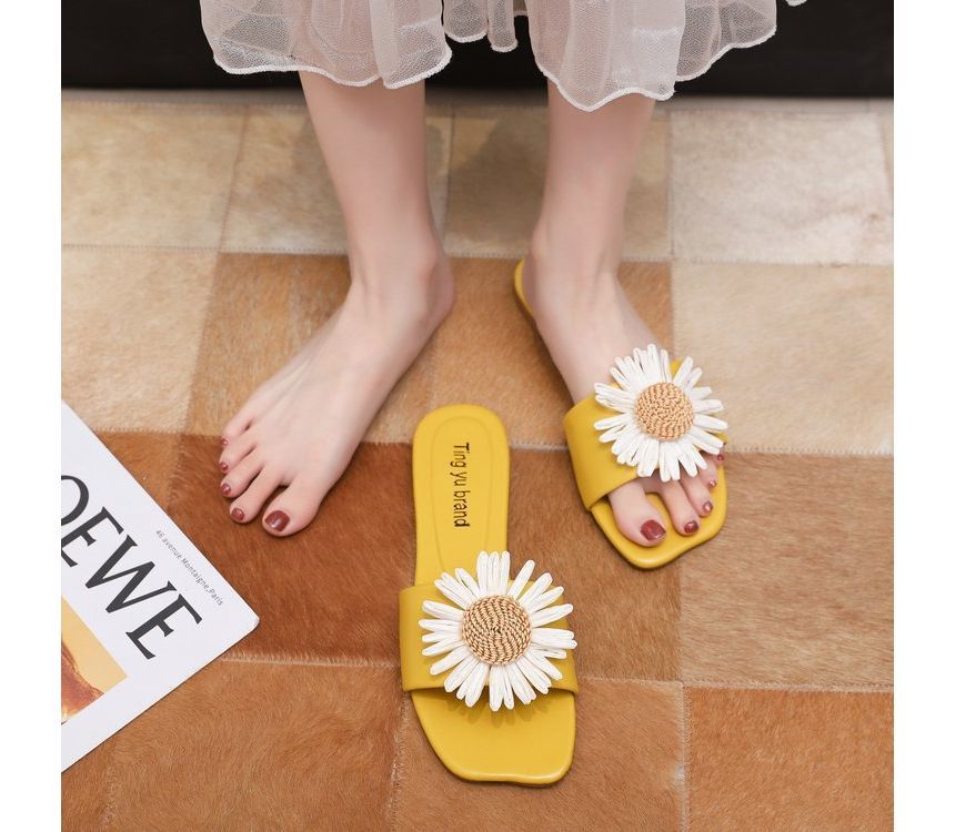 Sandals Slide Flower Applique