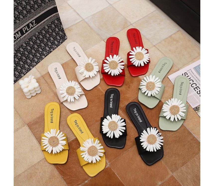 Sandals Slide Flower Applique