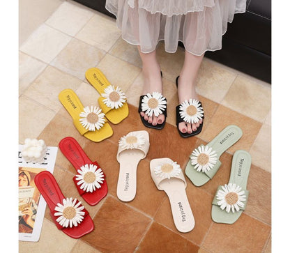 Sandals Slide Flower Applique