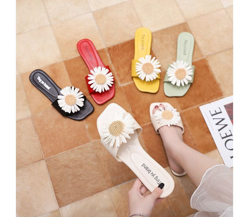 Sandals Slide Flower Applique