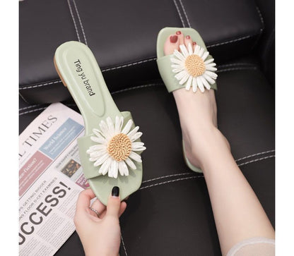 Sandals Slide Flower Applique
