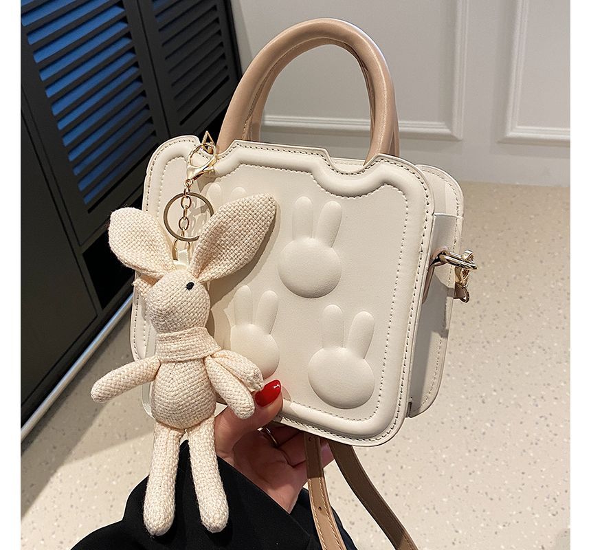 Leather Bag Handle Rabbit Top Crossbody Faux