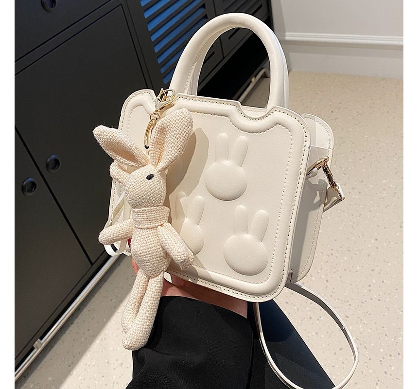 Leather Bag Handle Rabbit Top Crossbody Faux