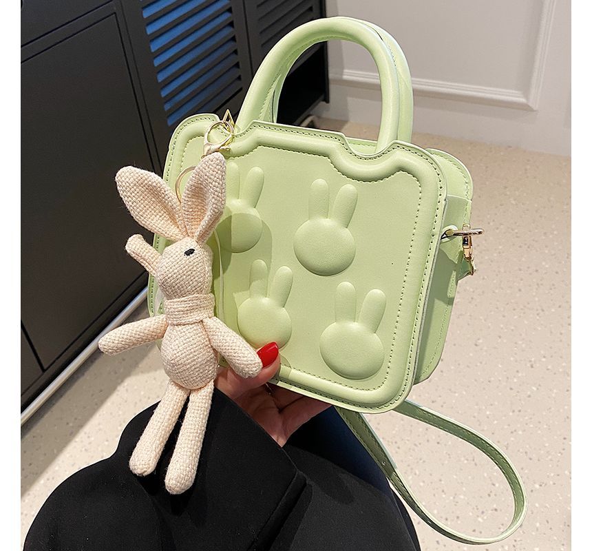 Leather Bag Handle Rabbit Top Crossbody Faux