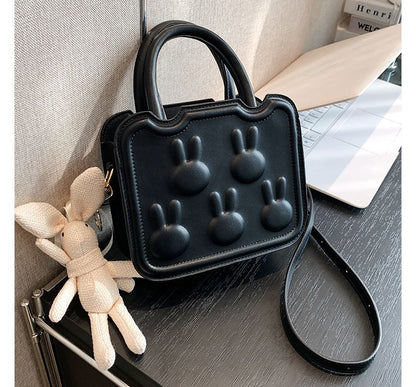 Leather Bag Handle Rabbit Top Crossbody Faux