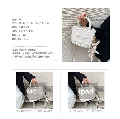 Leather Bag Handle Rabbit Top Crossbody Faux