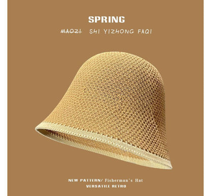 Knit Bucket Trim Hat Plain Contrast