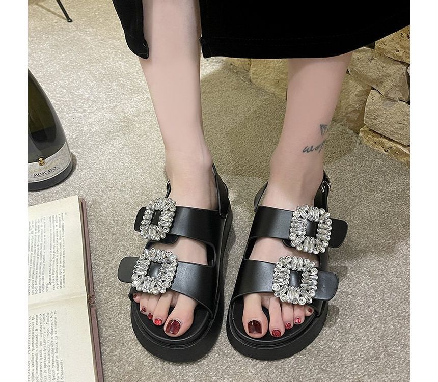 Rhinestone Platform Sandals Slingback