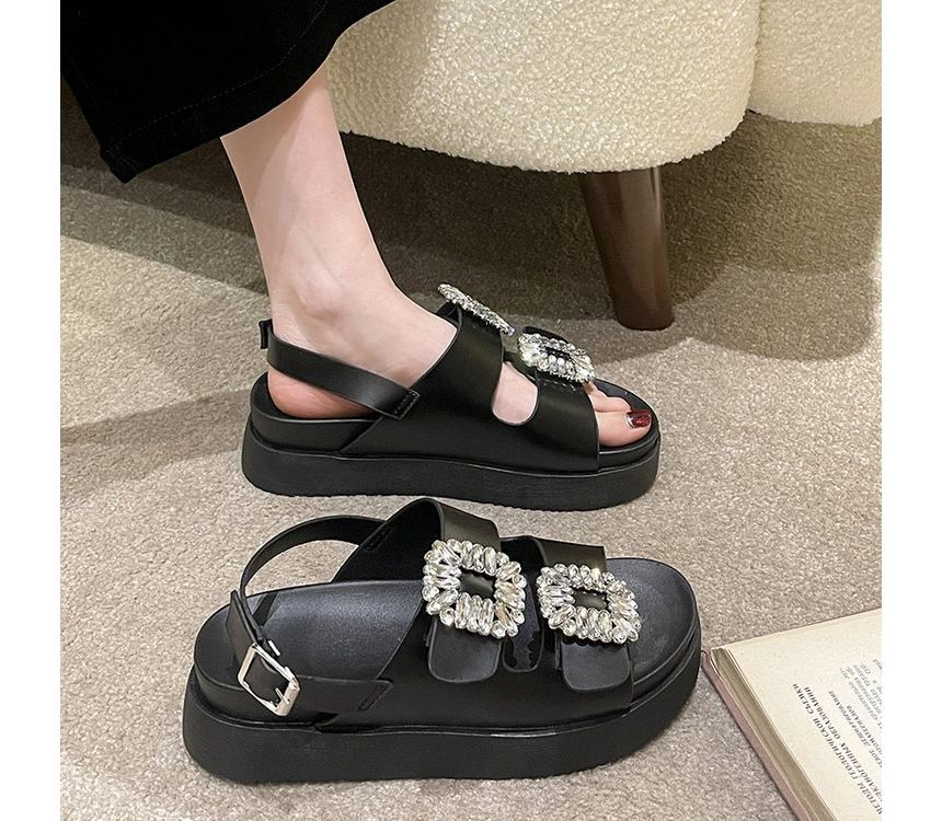 Rhinestone Platform Sandals Slingback