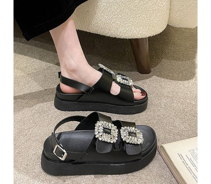 Rhinestone Platform Sandals Slingback