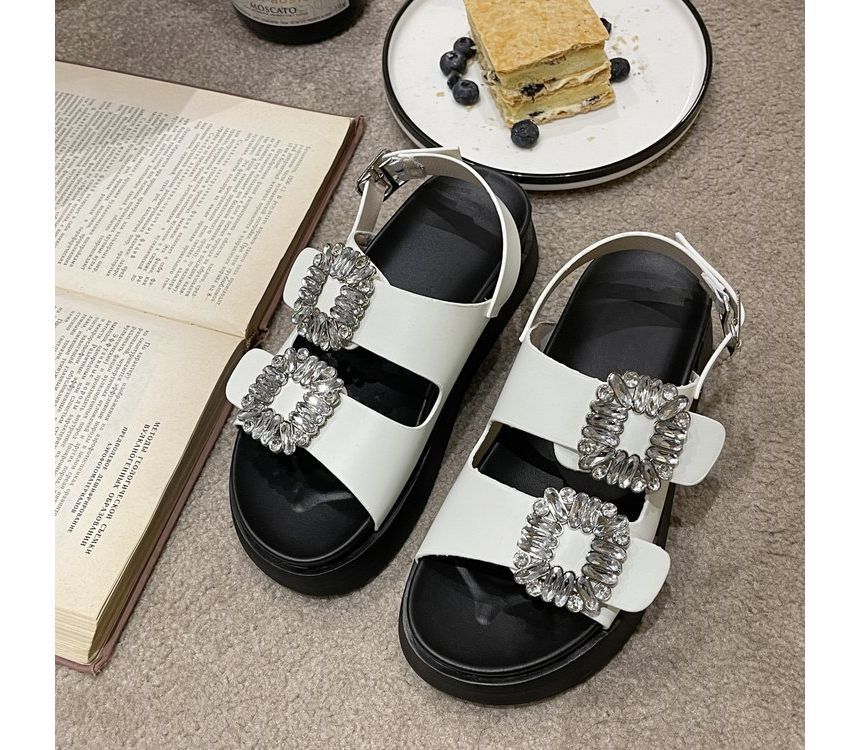 Rhinestone Platform Sandals Slingback