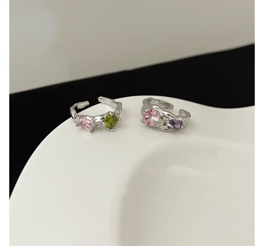 Rhinestone Alloy Open Ring (various designs)