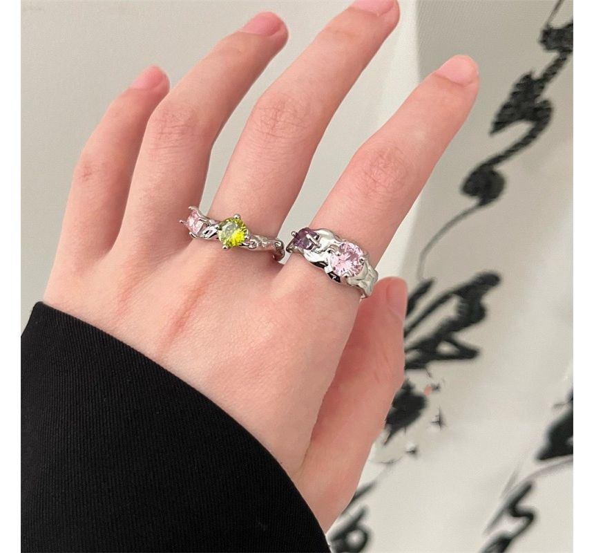 Rhinestone Alloy Open Ring (various designs)