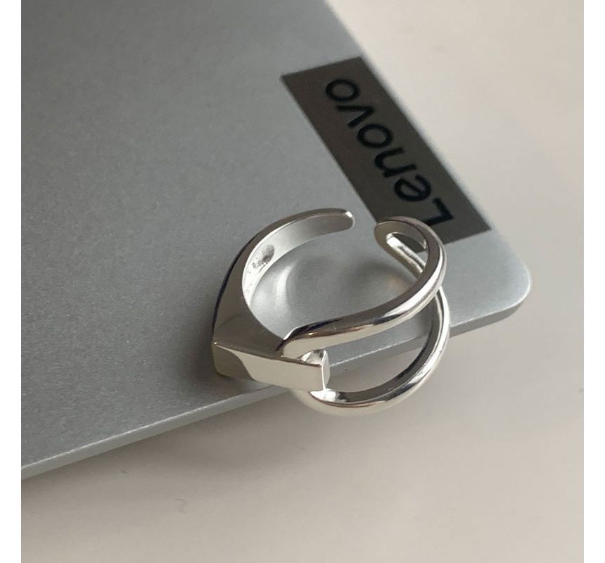 Polished / Asymmetrical Layered Alloy Open Ring