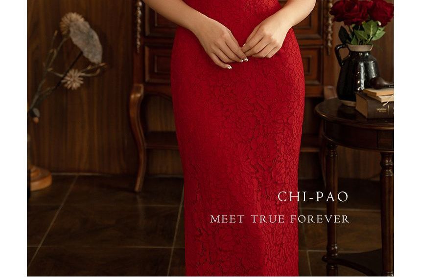 Sheath Dress Midi Frog Buttoned Plain Short-Sleeve