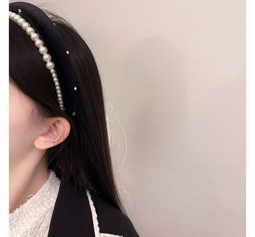 Pearl Headband Velvet Faux