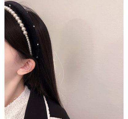 Pearl Headband Velvet Faux