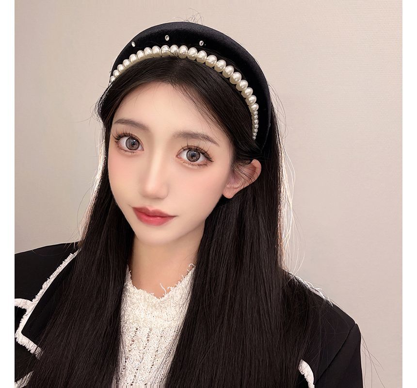 Pearl Headband Velvet Faux