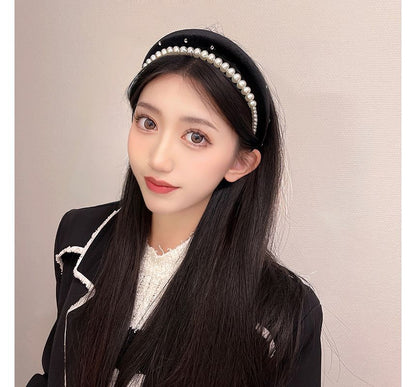 Pearl Headband Velvet Faux