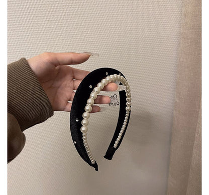 Pearl Headband Velvet Faux