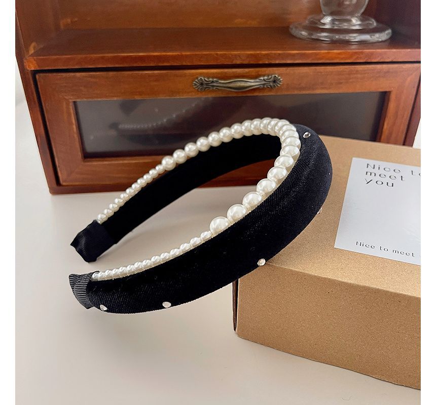Pearl Headband Velvet Faux