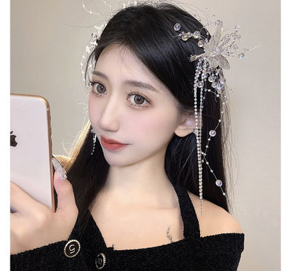 Butterfly Pearl Fringed Faux Hair Clip