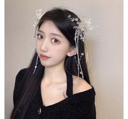 Butterfly Pearl Fringed Faux Hair Clip