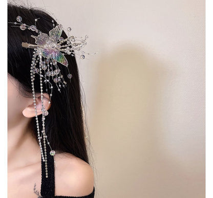 Butterfly Pearl Fringed Faux Hair Clip