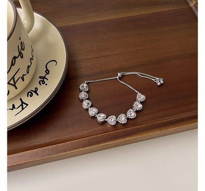 Bracelet Rhinestone Alloy Heart