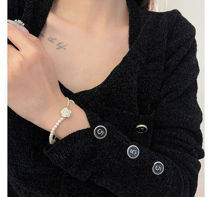 Faux Floral Bracelet Alloy Pearl