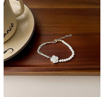 Faux Floral Bracelet Alloy Pearl