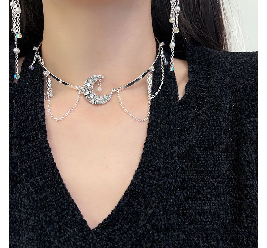 Alloy Earring / Choker Star Moon Fringed