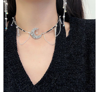 Alloy Earring / Choker Star Moon Fringed